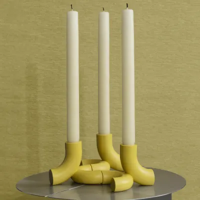 Set 2 Kerzenhalter -DOODLE- Cream Gold