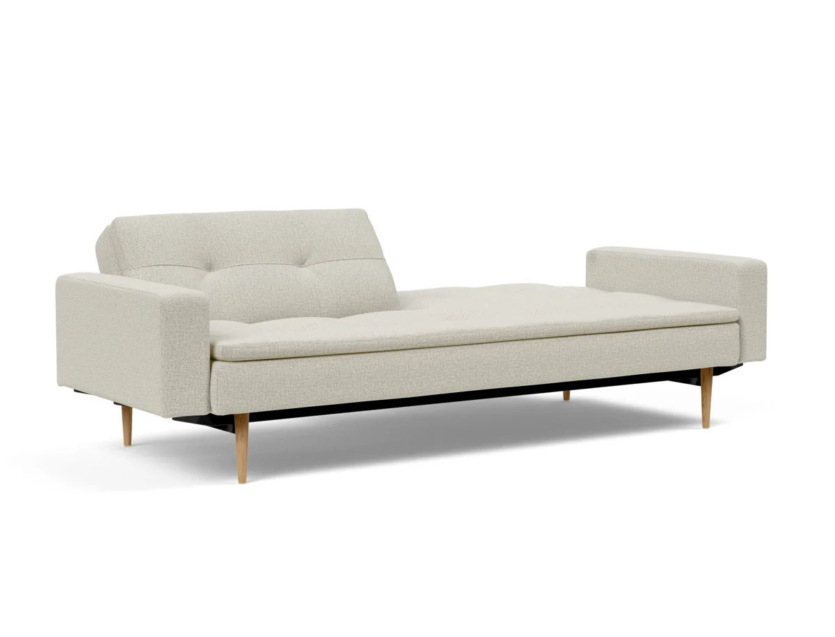 Dublexo Styletto Schlafsofa Dunkel Holz mit Armlehnen – RELAX-BETT