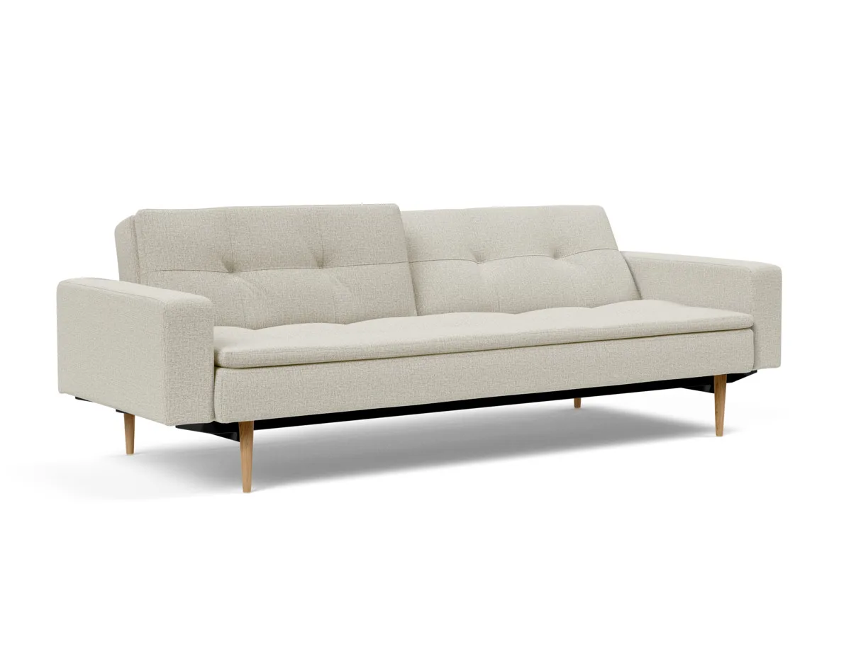 Dublexo Styletto Schlafsofa Helle Holz mit Armlehnen – SOFA-RELAX