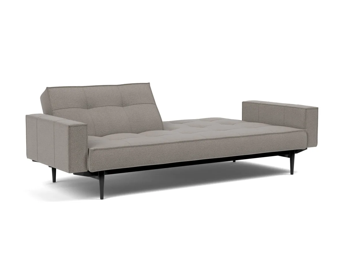 Splitback Styletto Schlafsofa Dunkles Holz mit Armlehnen – RELAX-BETT