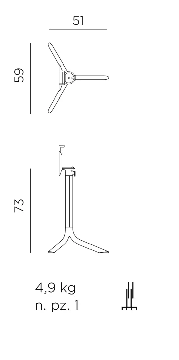 Base Flute Tischgestell – Maßzeichnung