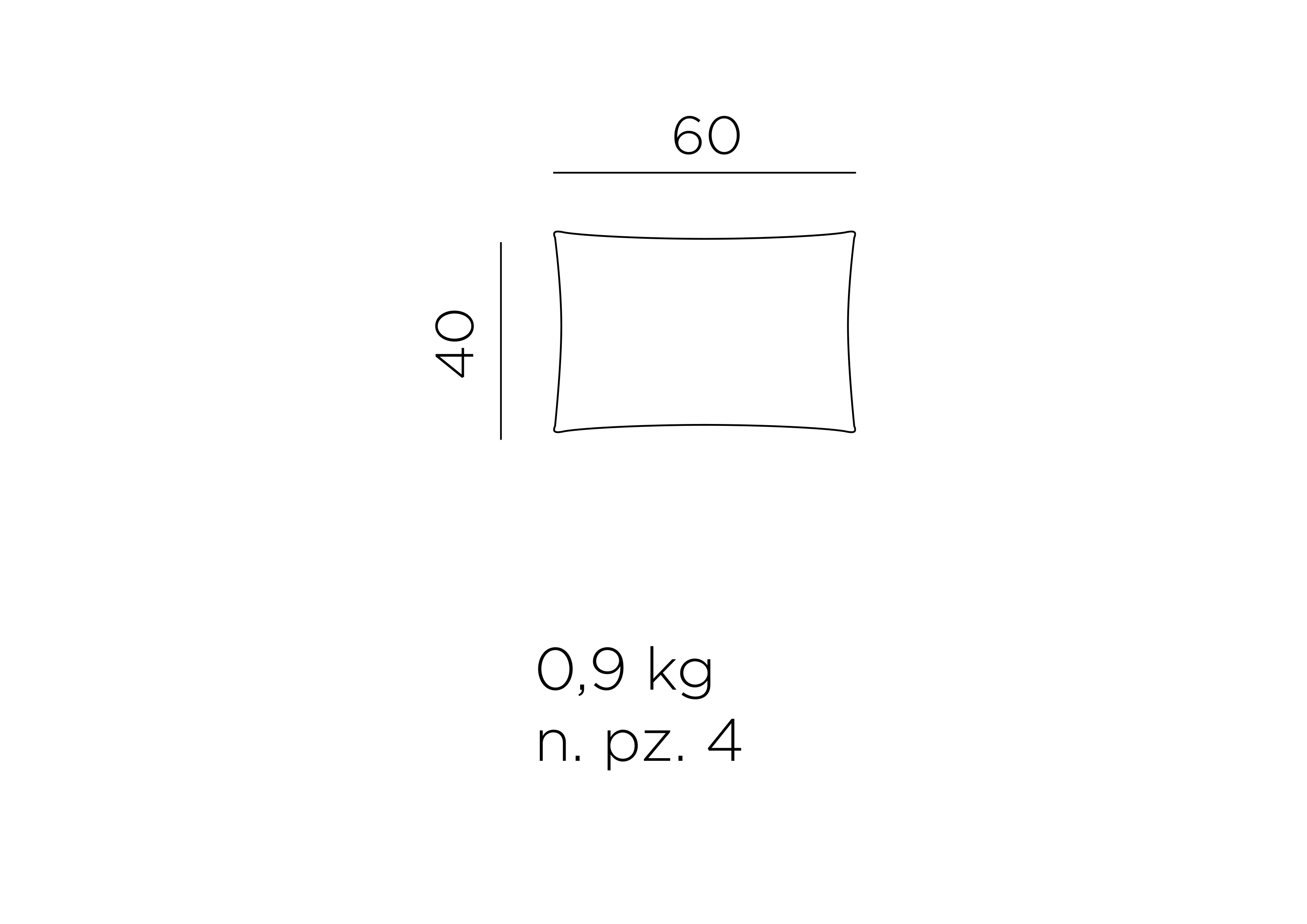 Cuscino Arredo Maximo 60x40 Kissen – Maßzeichnung