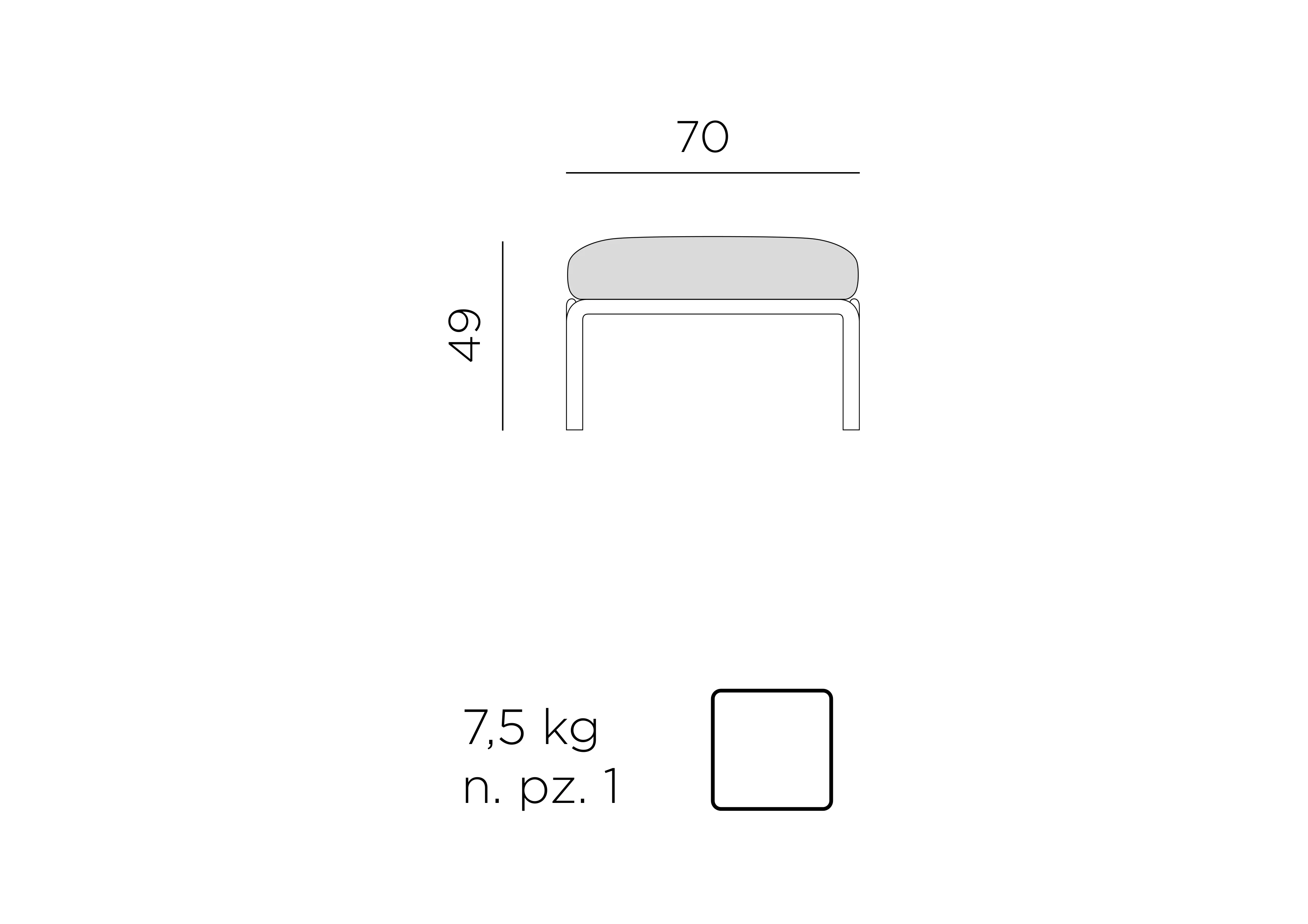 Komodo Pouf Sofa – Maßzeichnung