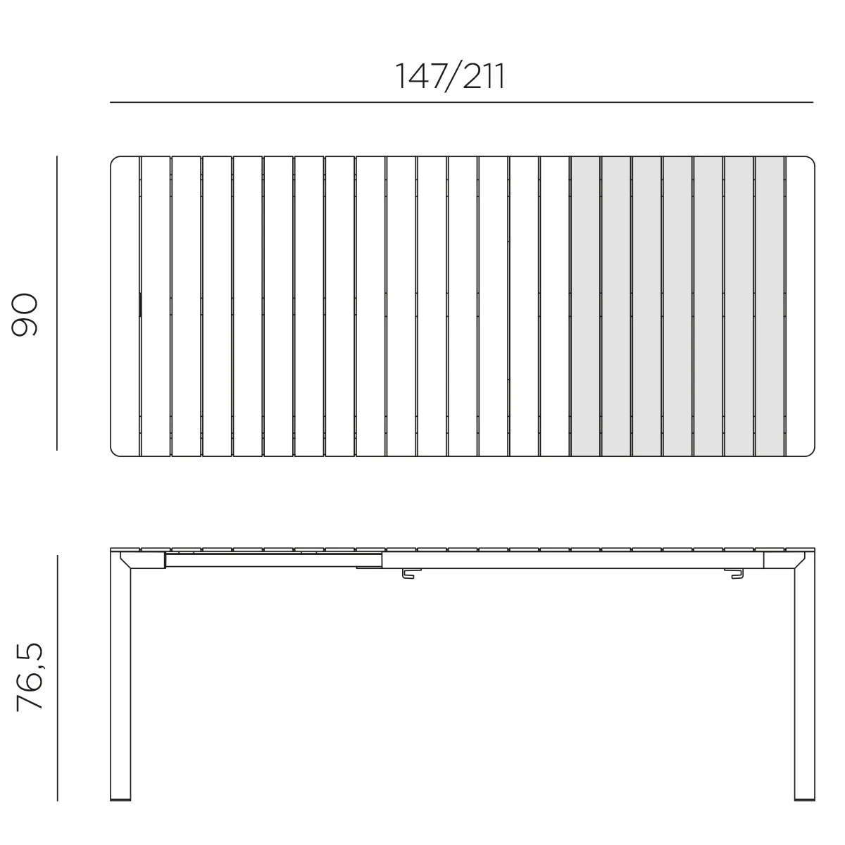 Tevere 147 Ext. – Maßzeichnung