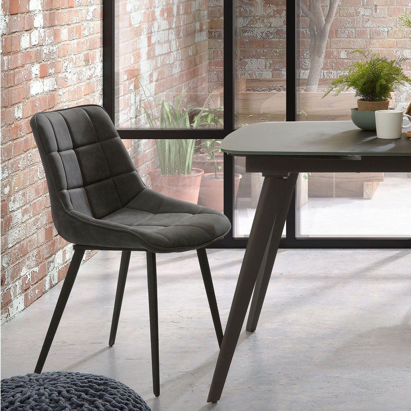 2er Set Stuhl ADAM in Stoff graphite