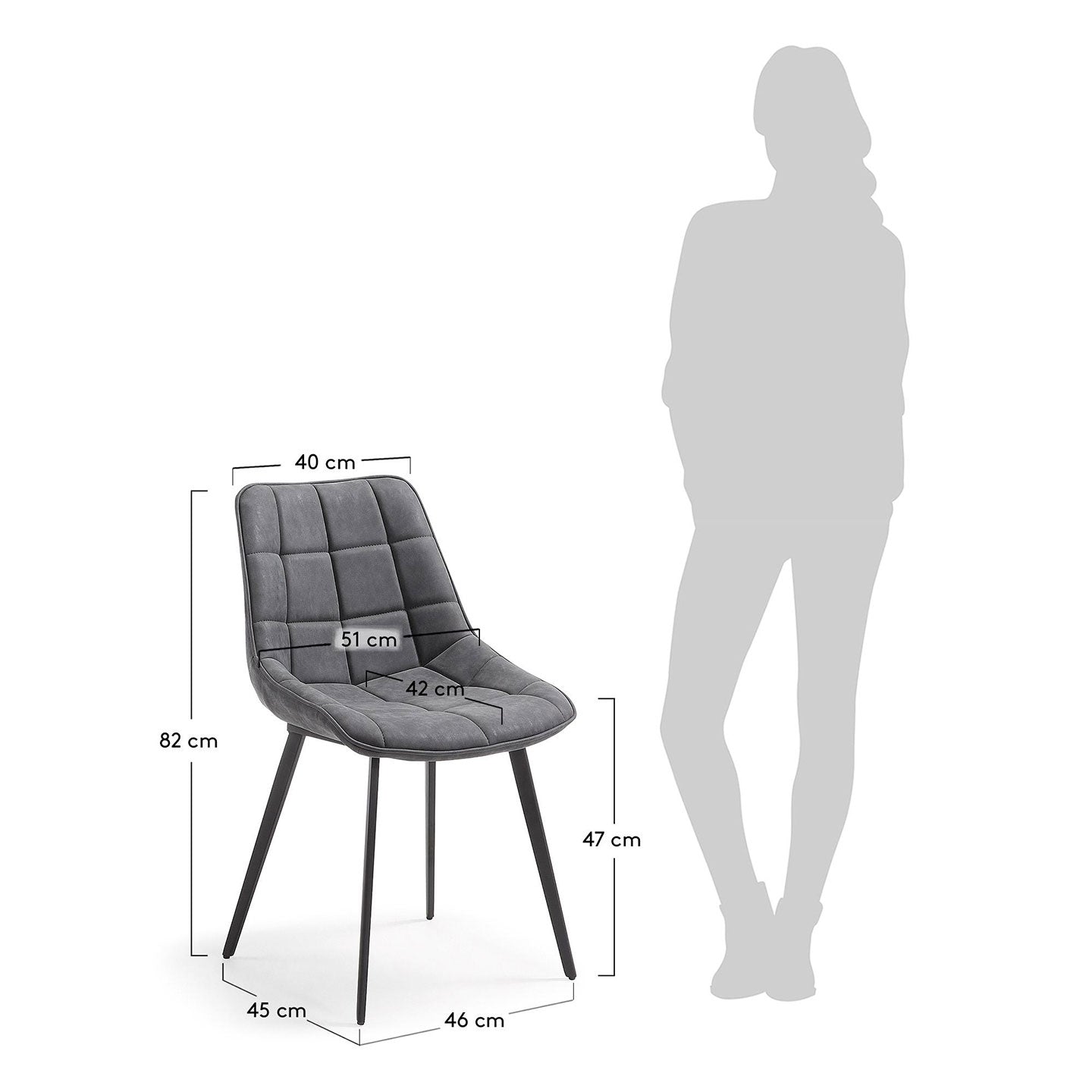2er Set Stuhl ADAM in Stoff graphite – Ansicht 6