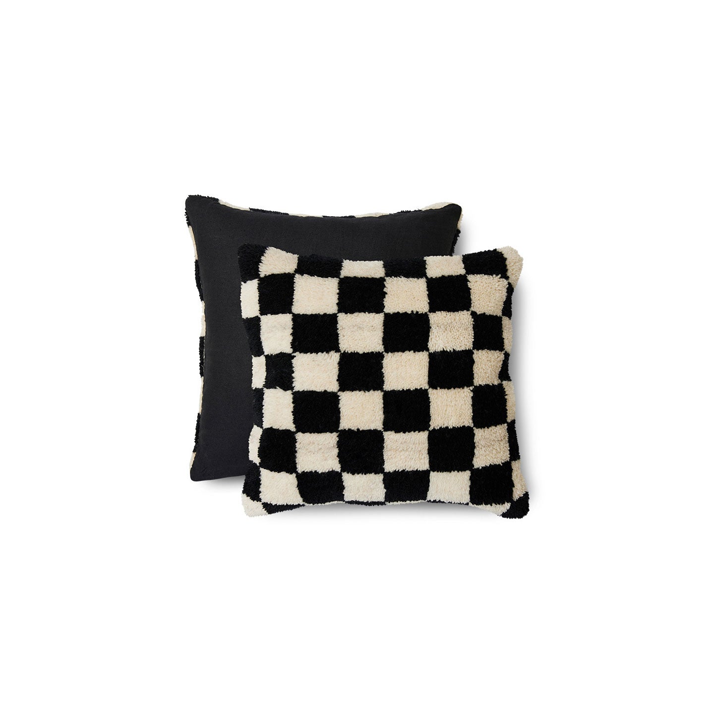 hkliving 2x Kissen 50x50cm aus Wolle in schwarz/natur – Ansicht 3