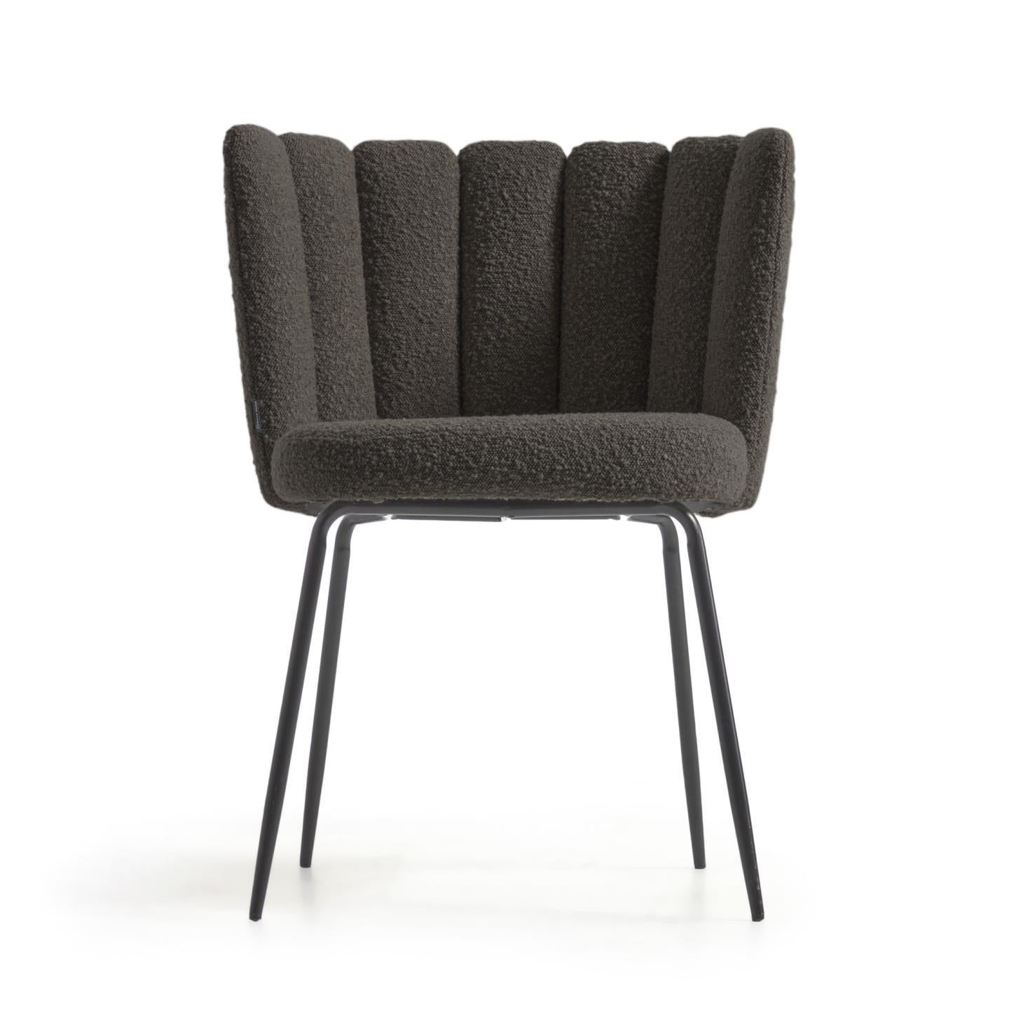 Aniela 2er Stuhl Set in Boucle Stoff schwarz