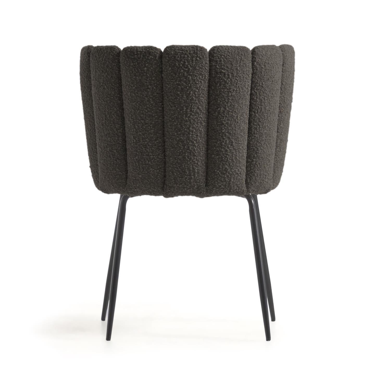 Aniela 2er Stuhl Set in Boucle Stoff schwarz – Ansicht 5