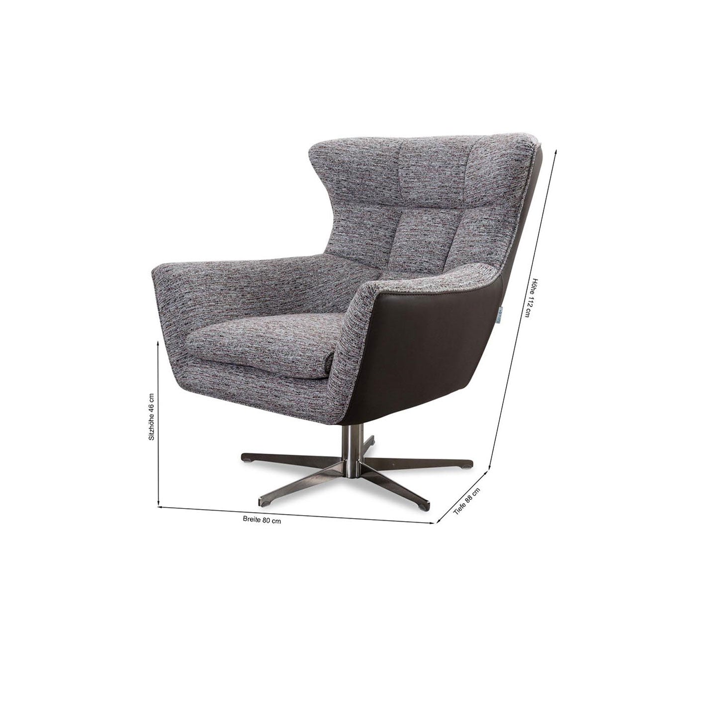 Calia Italia JACOB Ohrensessel in Stoff Nisa und Leder smooth taupe – Ansicht 7