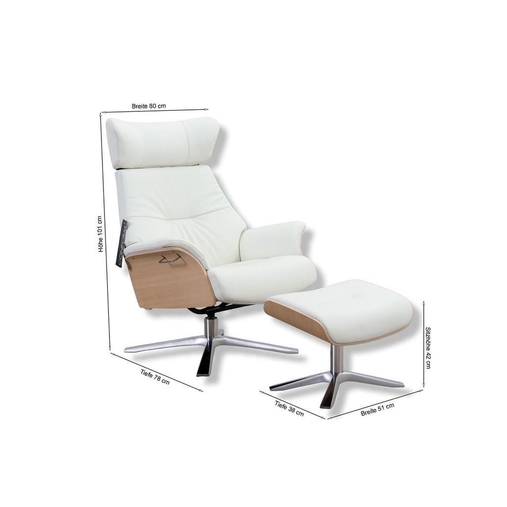 Fernsehsessel Air in Leder Fantasy pure white – Ansicht 8