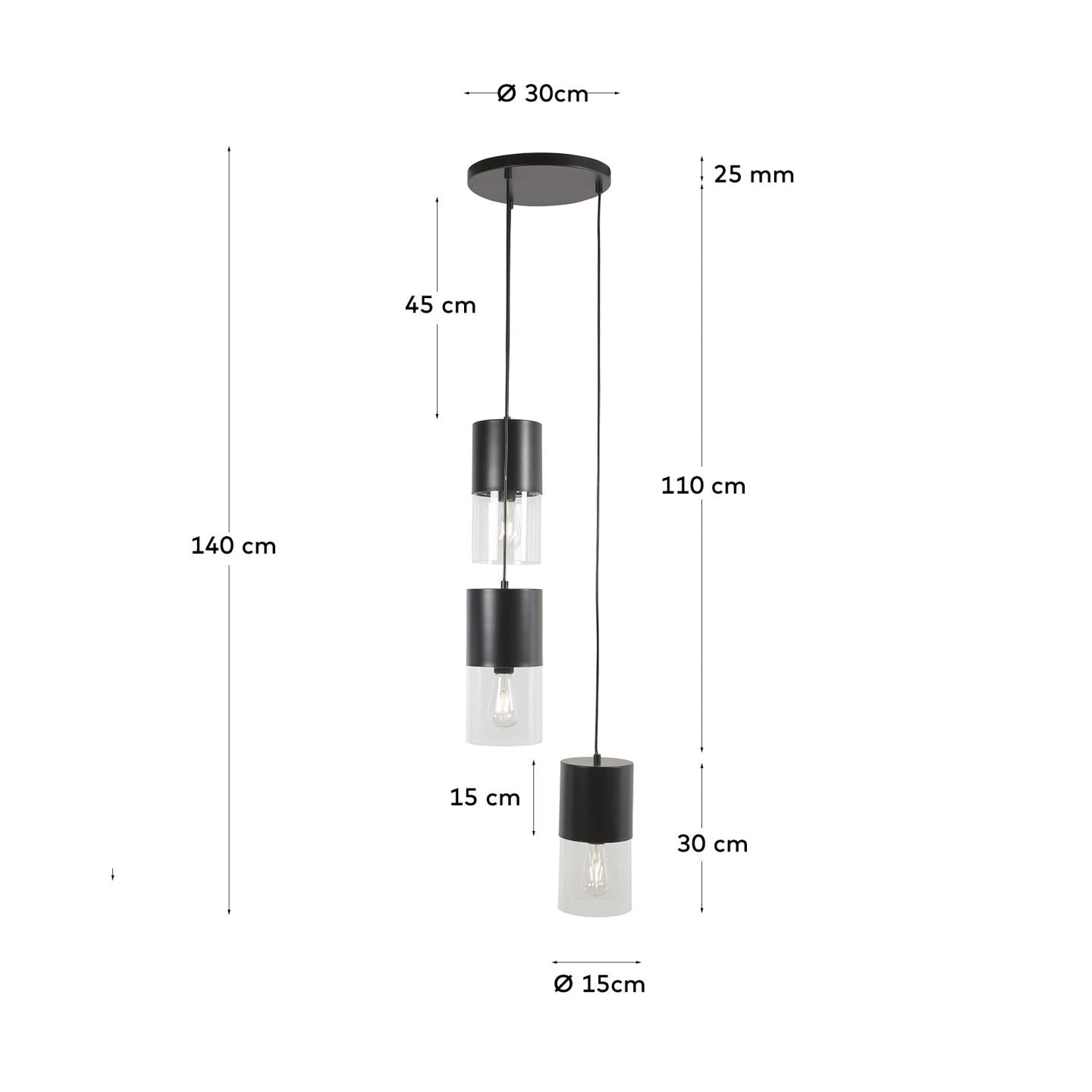 Flexa Deckenleuchte aus Metall schwarz – Ansicht 5