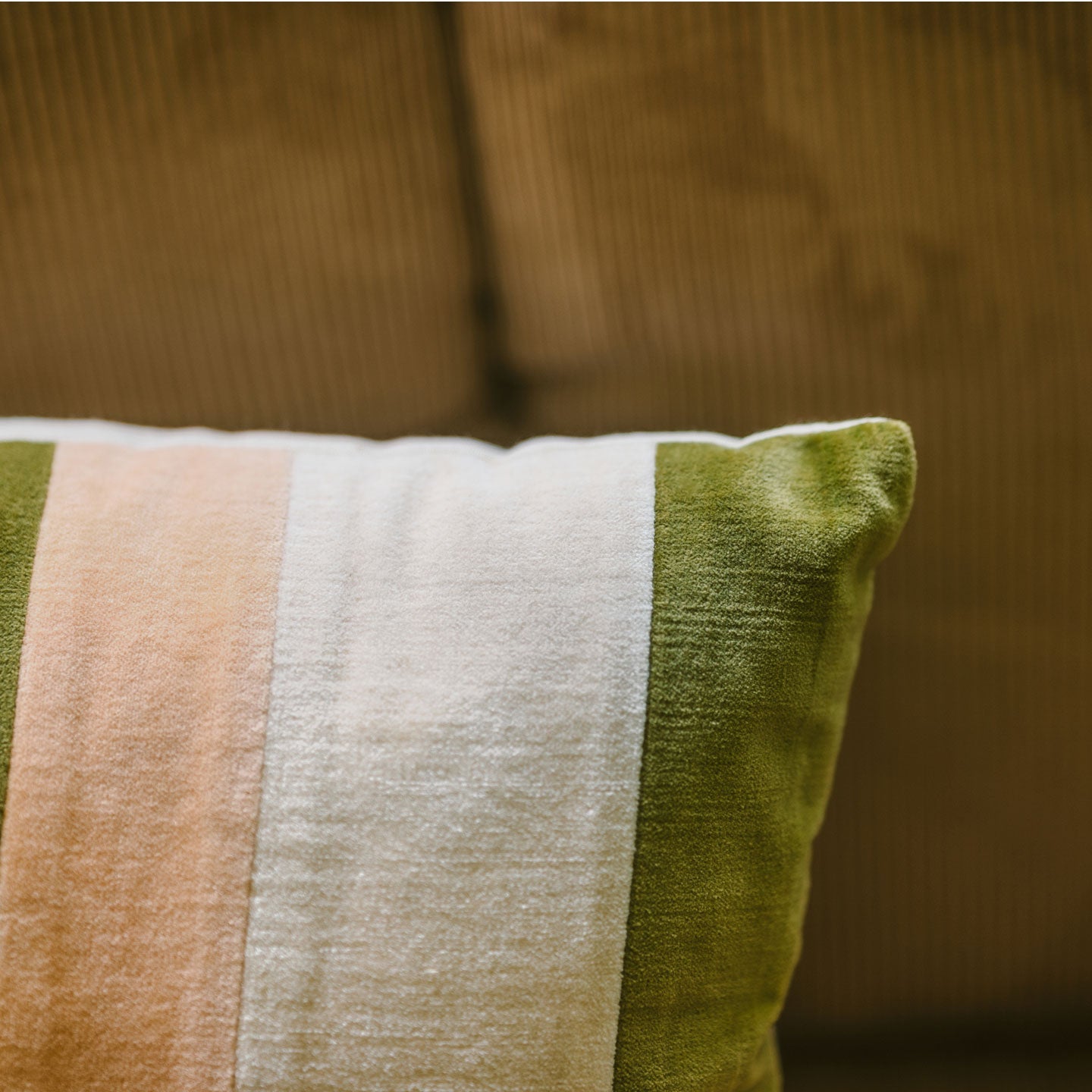 hkliving Kissen 60x35cm aus Baumwolle in grün/creme/rosa – Ansicht 7