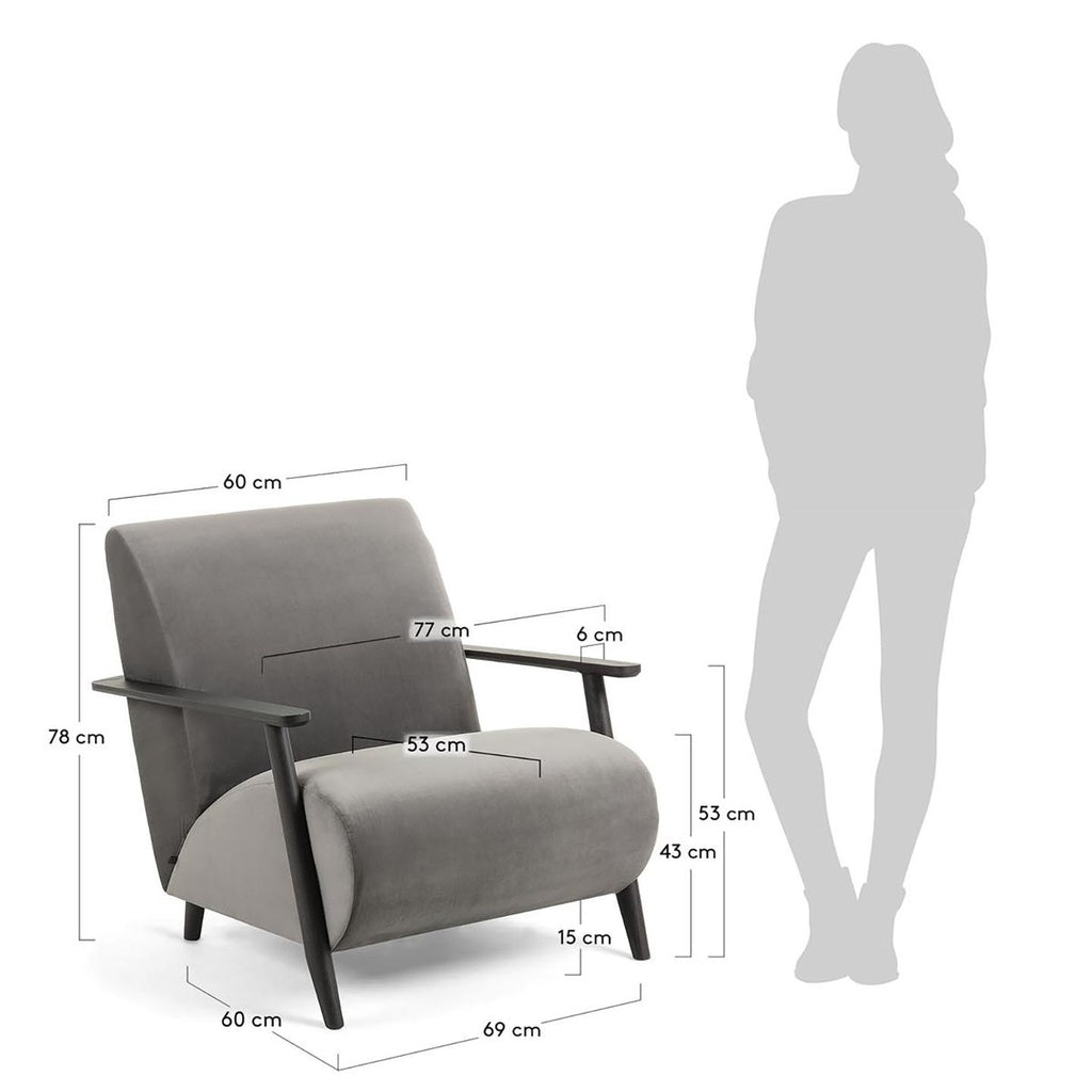 Sessel Marthan in Samtgrau