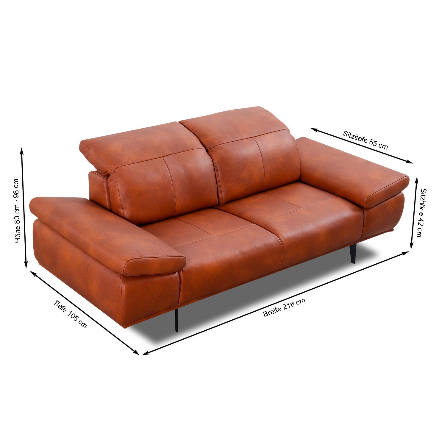 Willi Schillig 24405 LEVI Sofa in Leder Z75 cognac – Ansicht 5