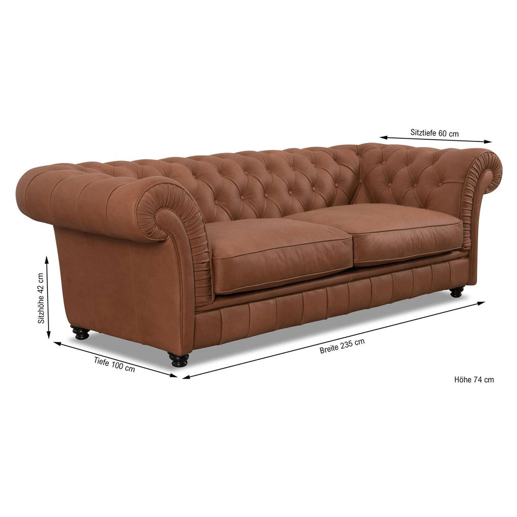 Sofa Chester in Leder Rancho cognac – Ansicht 10