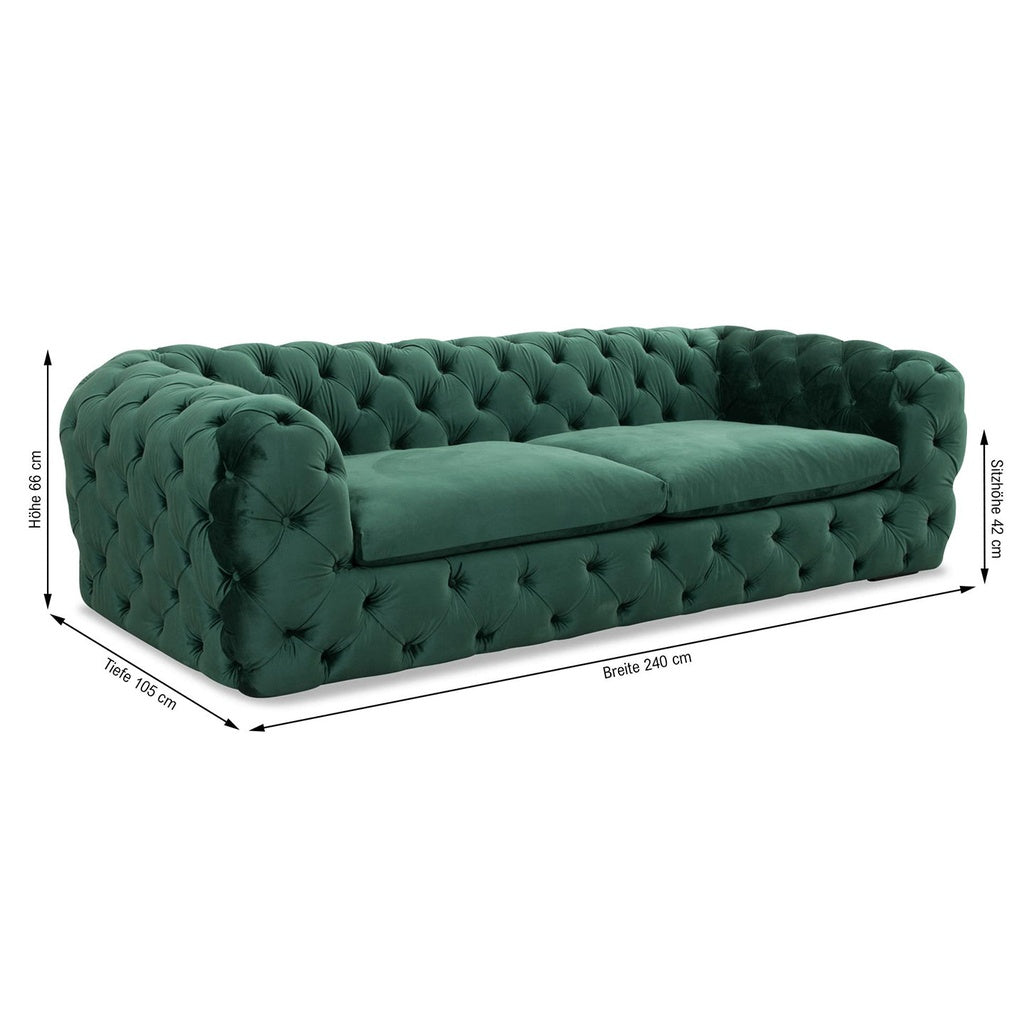 Sofa Chester Pluto in Stoff Amsterdam dunkelgrün – Ansicht 7