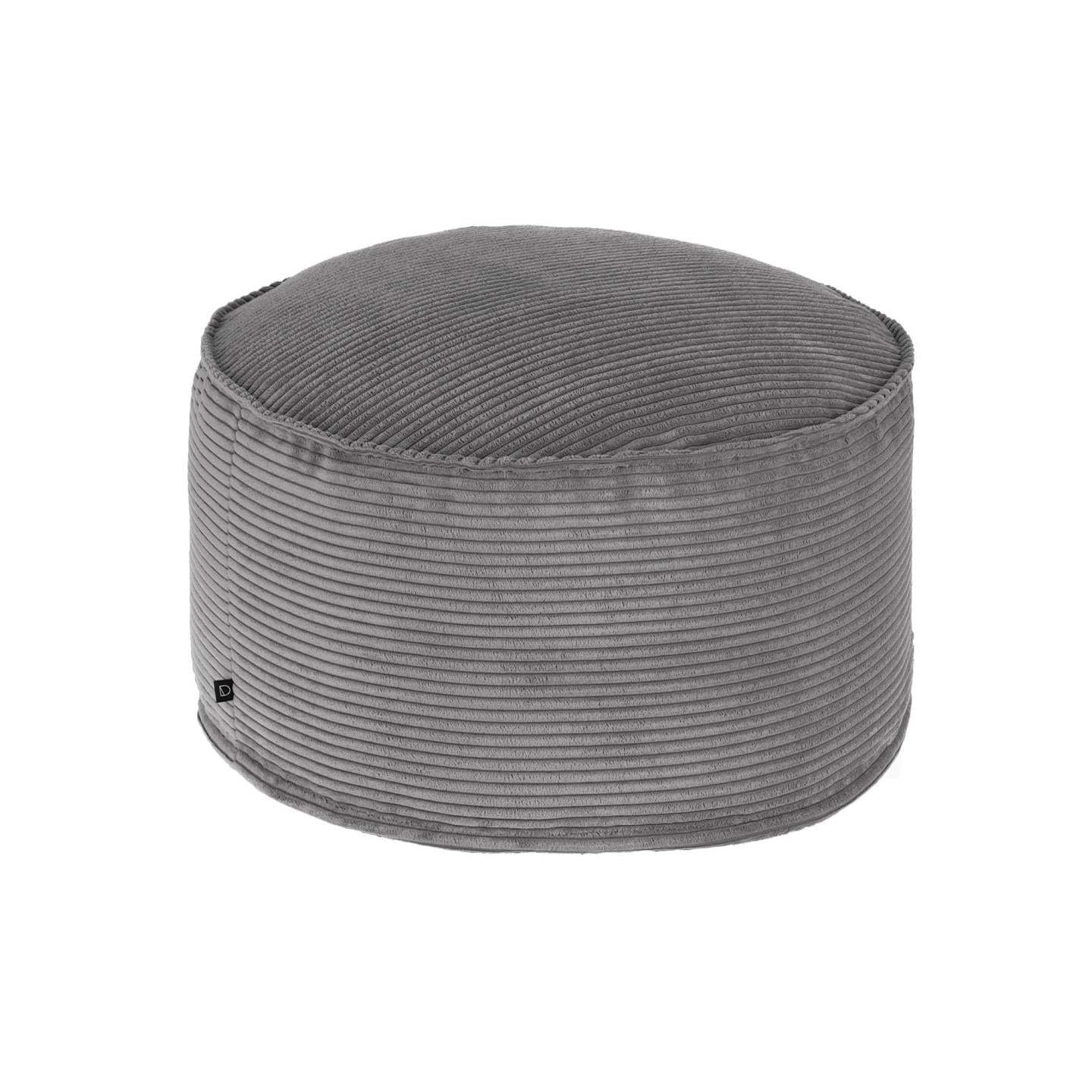 Wilma großer Pouf breiter Cord grau Ø 60 cm
